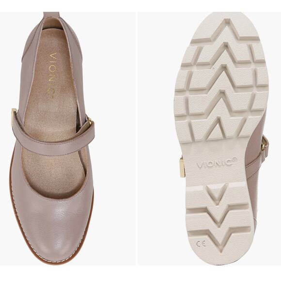 Alma Mary Jane Wedge Pump 9M NEW Champagne Leather COmfort - Picture 2 of 7